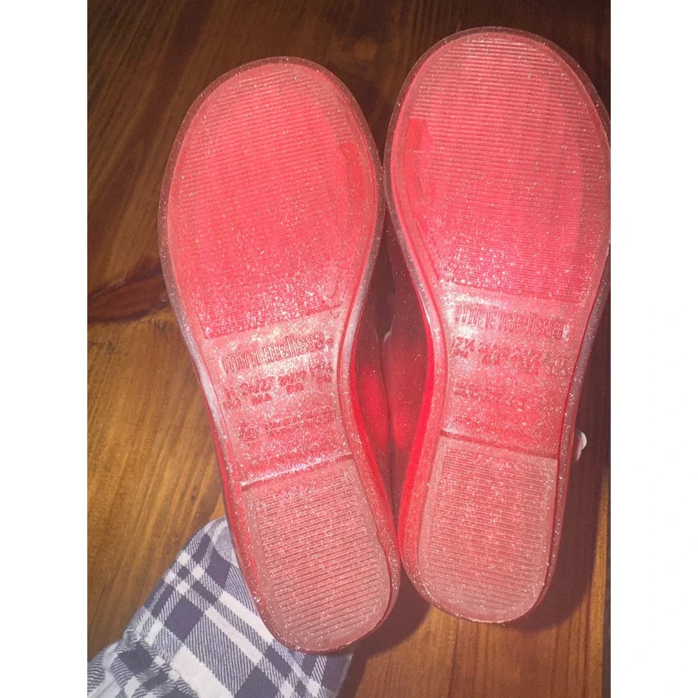 Mini Melissa Pink Glitter Jelly Mary Jane Flats Kids Size 11 Sweet Scented Shoes